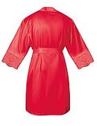Lounge robe, satin, wide lace edge, 3/4 length sleeves